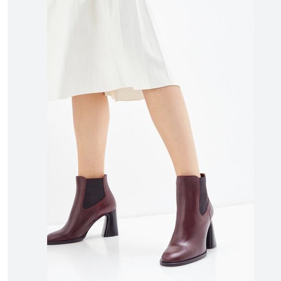 Tod’s Tronchetto Donna Calfskin Leather Ankle Boot Burgundy Size 38 Italy 8 US - Picture 3 of 16